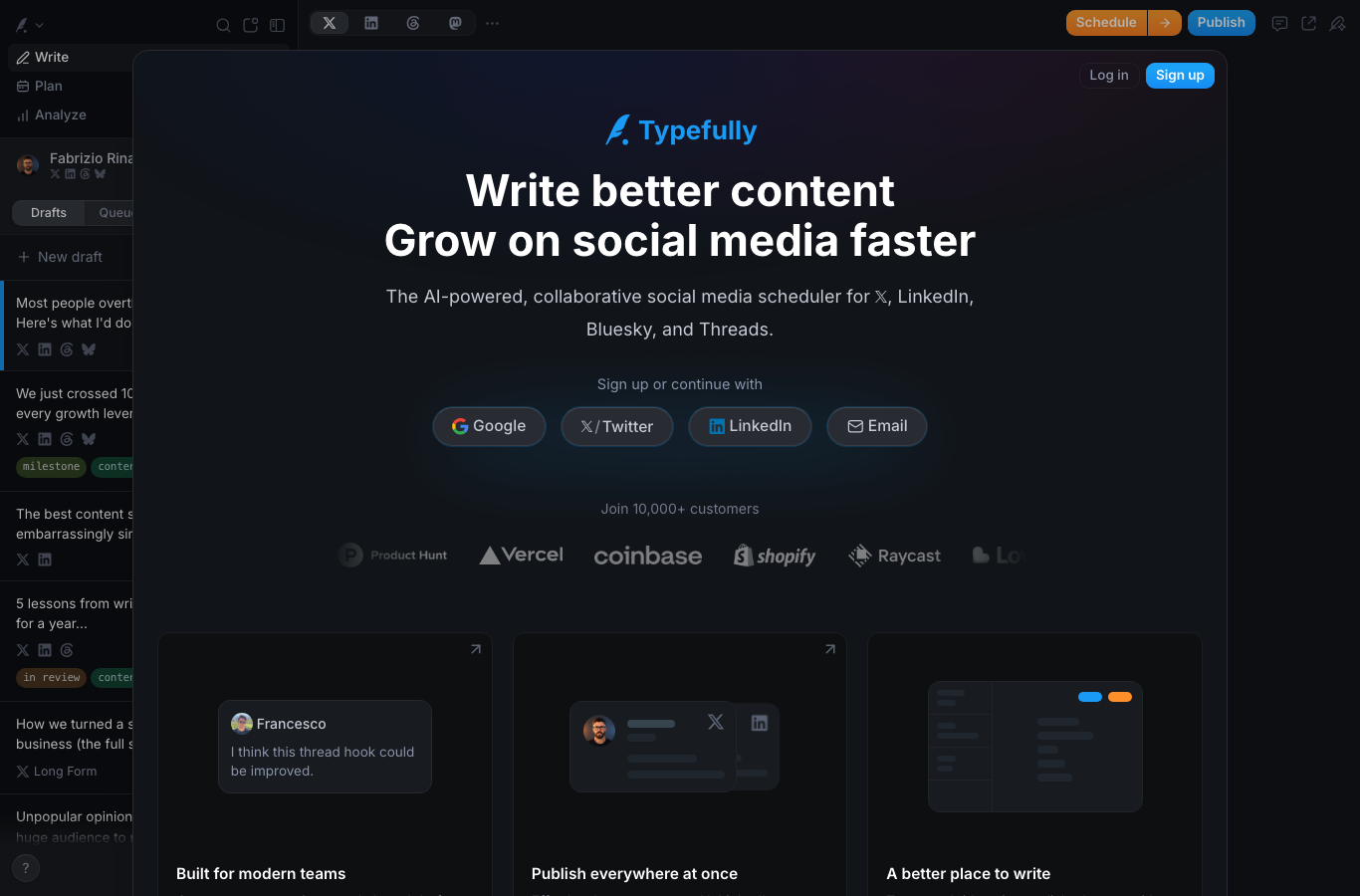 Typefully landing page