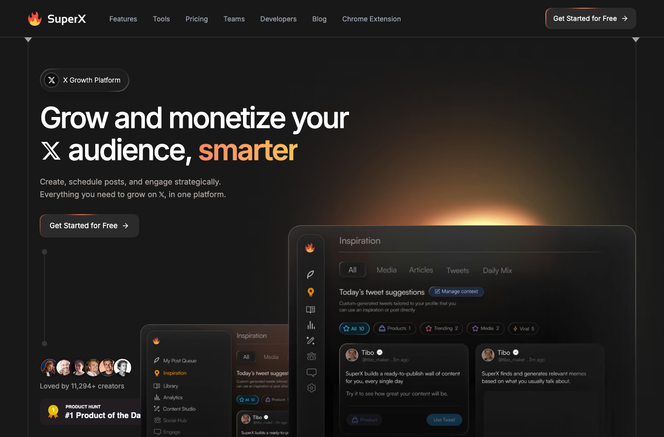 SuperX landing page