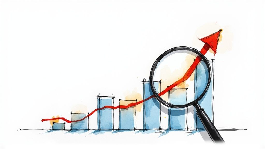 This image shows a person looking thoughtfully at a floating question mark, representing the common questions people have about advertising campaign management and the process of finding answers.