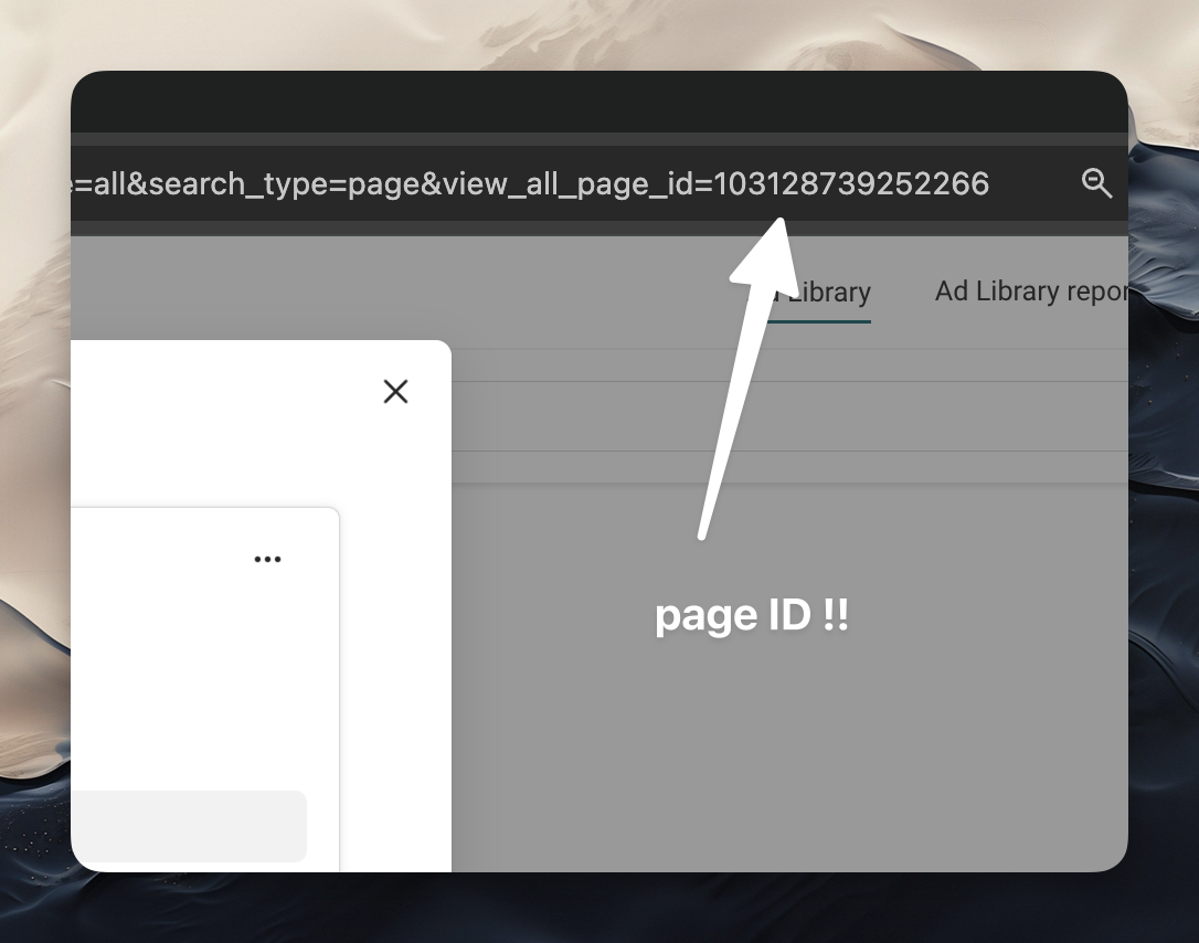 facebook ad library get pageId