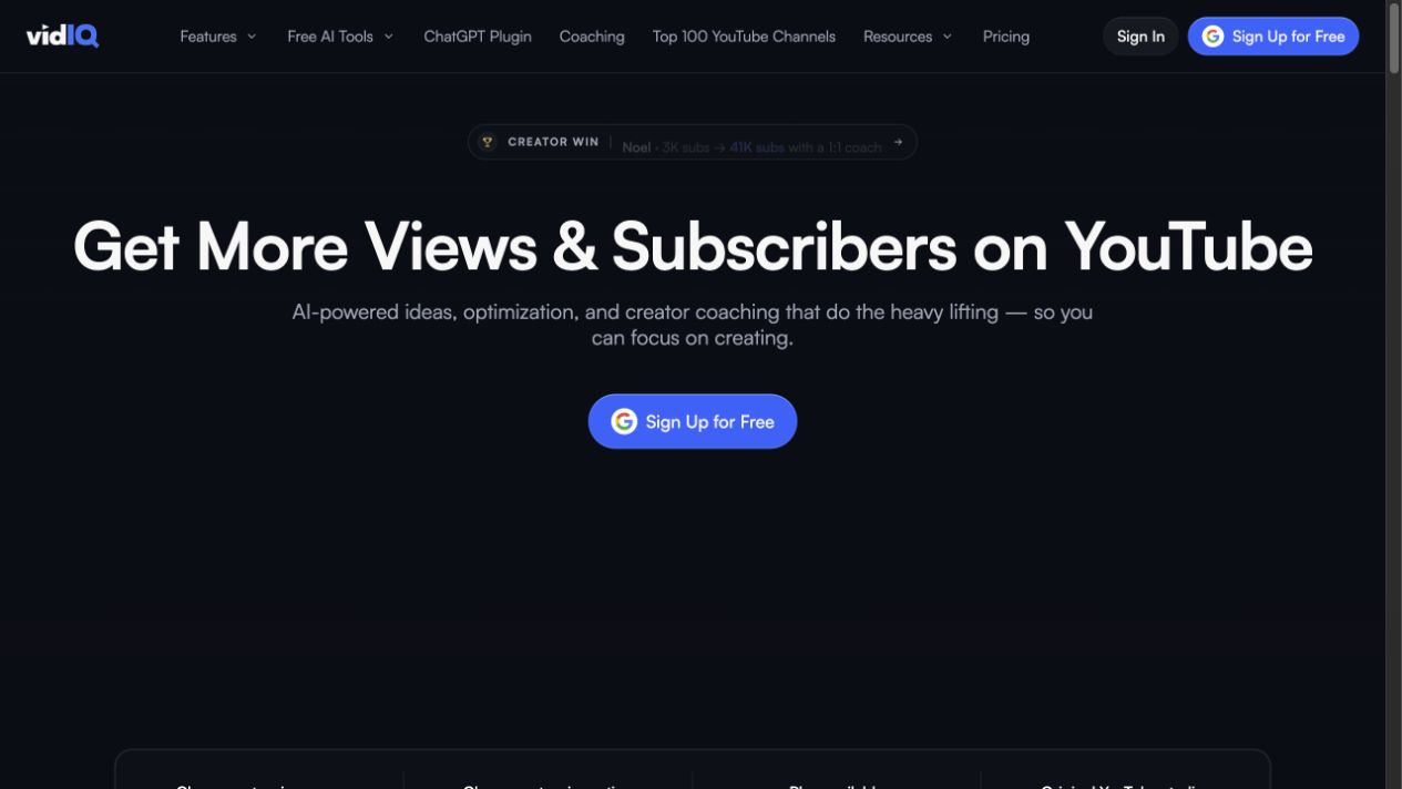 vidIQ landing page