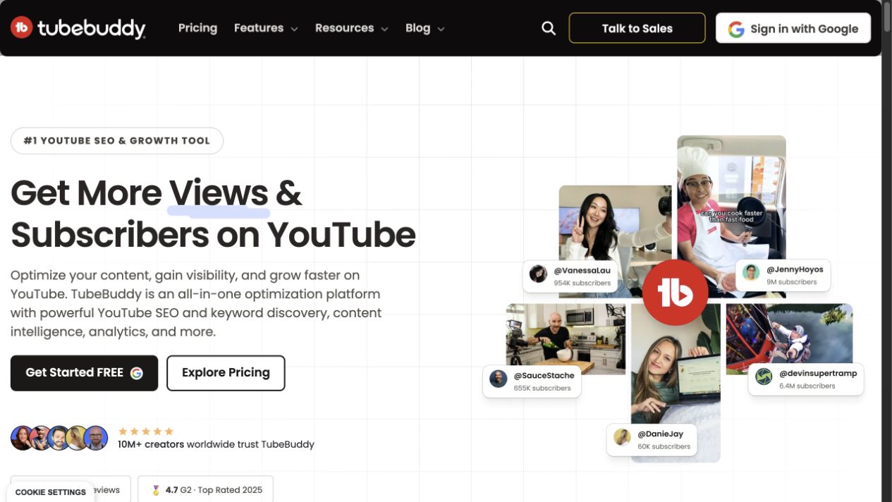TubeBuddy landing page