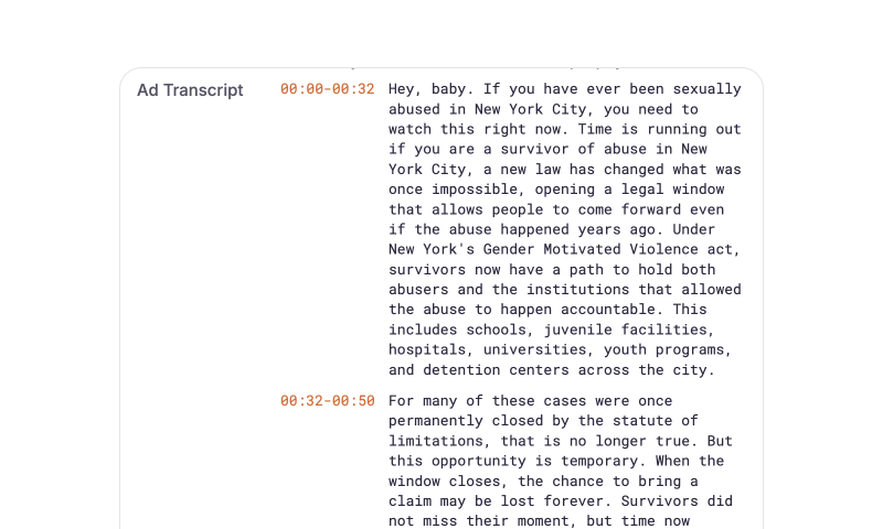 Ad transcripts